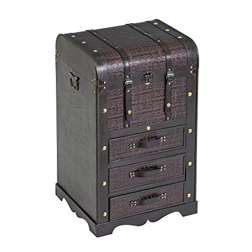 LOLAhome Baúl con 3 cajones tapizado de Madera y Metal Marron de 40x45x72 cm (Clasico) LOLAhome Baúl con 3 cajones tapizado de Madera y Metal Marron de 40x45x72 cm (Clasico)
