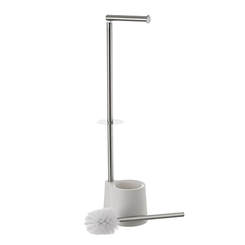 LOLAhome Portarrollos escobillero Blanco de Acero Inoxidable de 65x12x16 cm LOLAhome Portarrollos escobillero Blanco de Acero Inoxidable de 65x12x16 cm