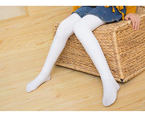 LOLANTA Pantalones de invierno para niñas Leggings cálidos Medias opacas de vellón grueso (Blanco, 6-8 años)