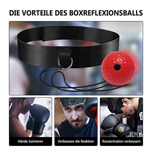 LONEA Balón de entrenamiento de boxeo, bola de entrenamiento reflectante, adecuado para adultos y niños, el mejor equipo de boxeo ojo-mano y fitness, bola de boxeo montada en la cabeza