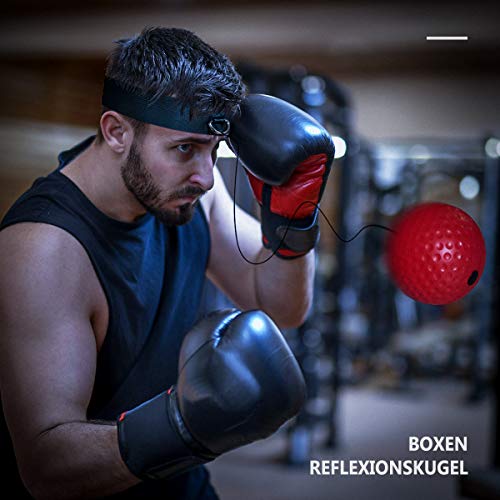 LONEA Balón de entrenamiento de boxeo, bola de entrenamiento reflectante, adecuado para adultos y niños, el mejor equipo de boxeo ojo-mano y fitness, bola de boxeo montada en la cabeza