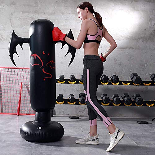 LONEEDY - Saco de boxeo hinchable de pie para adultos y adolescentes, para entrenamiento intenso, gimnasia, deportes, alivio del estrés, devil LONEEDY - Saco de boxeo hinchable de pie para adultos y adolescentes, para entrenamiento intenso, gimnasia, deportes, alivio del estrés, devil