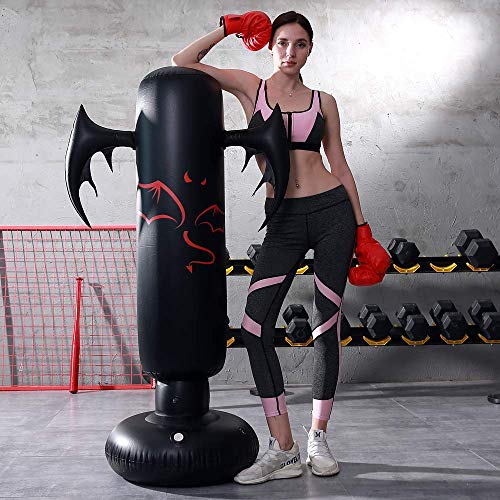 LONEEDY - Saco de boxeo hinchable de pie para adultos y adolescentes, para entrenamiento intenso, gimnasia, deportes, alivio del estrés, devil