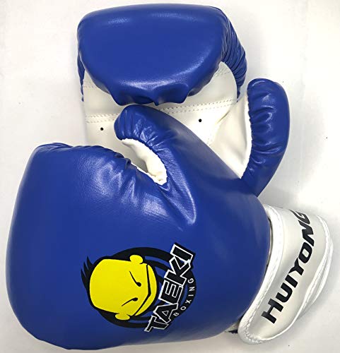 longeek Guantes de boxeo para niños, 4 onzas, entrenamiento de caricaturas para jóvenes y niños pequeños, guantes de boxeo Kickboxing Muay Thai MMA niños de 3 a 15 años, piel sintética (azul)