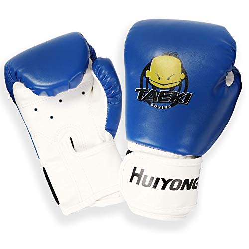 longeek Guantes de boxeo para niños, 4 onzas, entrenamiento de caricaturas para jóvenes y niños pequeños, guantes de boxeo Kickboxing Muay Thai MMA niños de 3 a 15 años, piel sintética (azul)