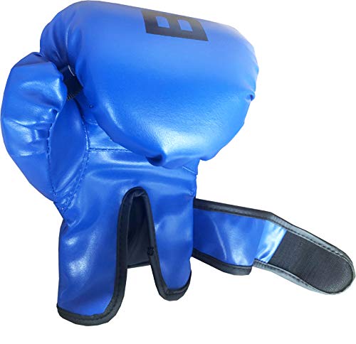 Longeek Guantes de Boxeo para niños, 4 oz, Guantes de Boxeo, Guantes de Entrenamiento de Combate de Dibujos Animados, para Pelear, Kick Boxing PU Azul