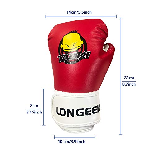 longeek Guantes de boxeo para niños de 3 a 8 años, de 4 onzas, color rojo