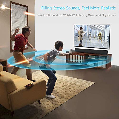 LONPOO 40W TV Barra de Sonido Bluetooth 2.0 Canales DSP Estéreo Bass Sistema, Diseñado para Cine en Casa (Negro)