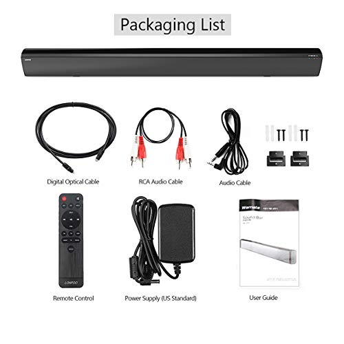 LONPOO 40W TV Barra de Sonido Bluetooth 2.0 Canales DSP Estéreo Bass Sistema, Diseñado para Cine en Casa (Negro) LONPOO 40W TV Barra de Sonido Bluetooth 2.0 Canales DSP Estéreo Bass Sistema, Diseñado para Cine en Casa (Negro)