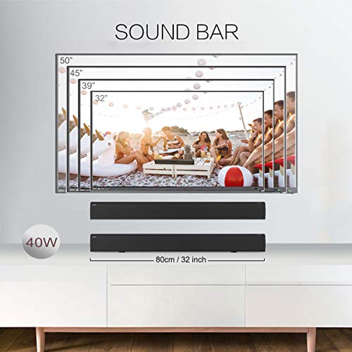 LONPOO 40W TV Barra de Sonido Bluetooth 2.0 Canales DSP Estéreo Bass Sistema, Diseñado para Cine en Casa (Negro)