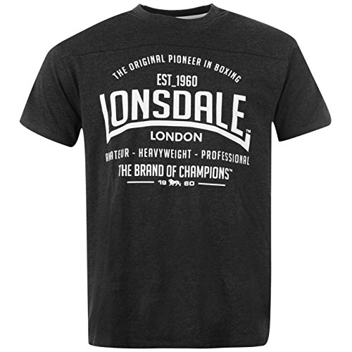 Lonsdale - Camiseta de manga corta para hombre, cuello redondo, camiseta de estilo deportivo gris oscuro L