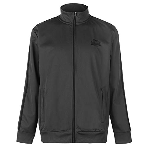 Lonsdale - Chaqueta deportiva casual con cierre de cremallera para hombre carbón y negro X-Large