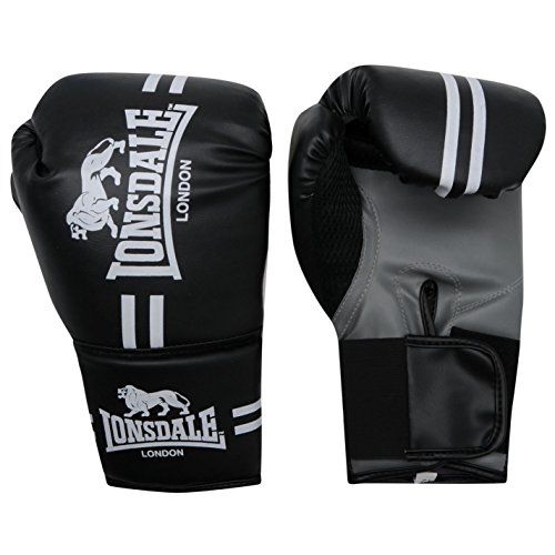 Lonsdale Contender - Guantes de boxeo y kick boxing MMA. Manoplas para entrenamiento de peleas, color negro, tamaño S-M