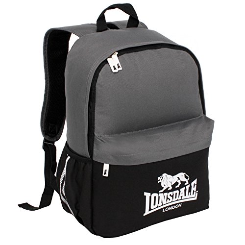 Lonsdale Hombre Mochila Con Bolsillo Frontal Grande Negro/Carbón talla única