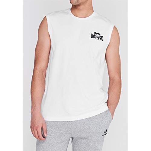 Lonsdale Hombre Sleeveless Camiseta Sin Mangas Blanco/Negro 3XL