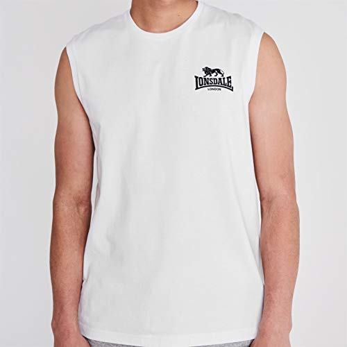 Lonsdale Hombre Sleeveless Camiseta Sin Mangas Blanco/Negro 3XL
