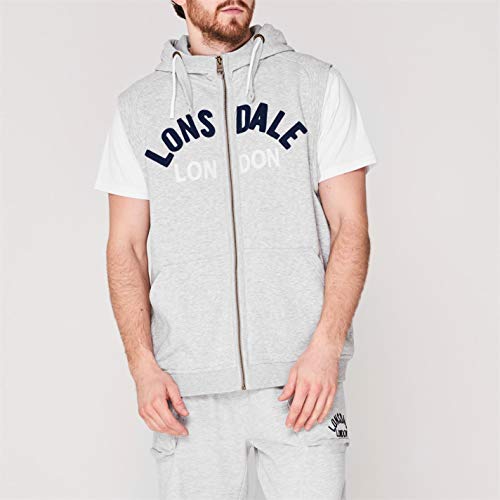 Lonsdale Hombre Sudadera con Capucha Sin Mangas De Box Gris Marga S