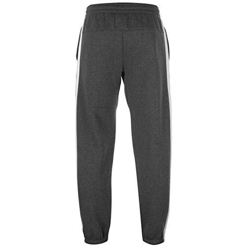 Lonsdale - Pantalones de correr con dos rayas, con cordón y bolsillos para hombre Color gris y blanco. L Lonsdale - Pantalones de correr con dos rayas, con cordón y bolsillos para hombre Color gris y blanco. L