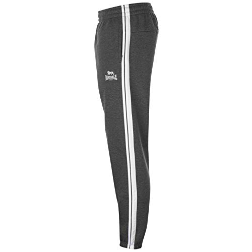 Lonsdale - Pantalones de correr con dos rayas, con cordón y bolsillos para hombre Color gris y blanco. L Lonsdale - Pantalones de correr con dos rayas, con cordón y bolsillos para hombre Color gris y blanco. L