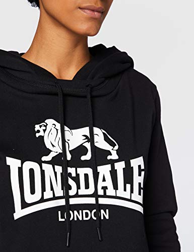 Lonsdale Sleeve Sudadera con Capucha, Negro, S para Mujer