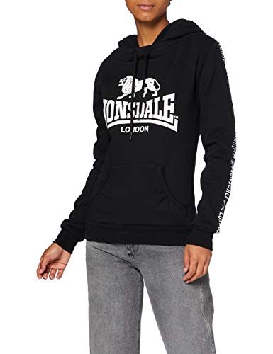 Lonsdale Sleeve Sudadera con Capucha, Negro, S para Mujer