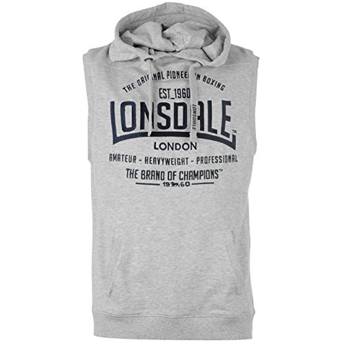 Lonsdale - Sudadera con capucha sin mangas para hombre gris M