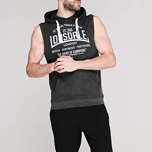 Lonsdale - Sudadera con capucha sin mangas para hombre Negro S Lonsdale - Sudadera con capucha sin mangas para hombre Negro S