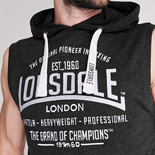 Lonsdale - Sudadera con capucha sin mangas para hombre Negro S Lonsdale - Sudadera con capucha sin mangas para hombre Negro S