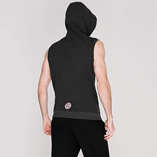 Lonsdale - Sudadera con capucha sin mangas para hombre Negro S