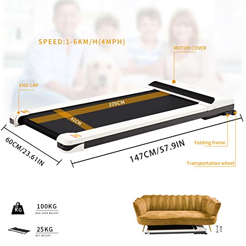 LONTEK Cinta de Correr Portátil con Ruedas Plegables, Cinta para Andar Plana y Delgada, Aplicaciòn Deportiva, sin Instalaciòn, Control Remoto, Máquina para Correr para Hogar/Oficina LONTEK Cinta de Correr Portátil con Ruedas Plegables, Cinta para Andar Plana y Delgada, Aplicaciòn Deportiva, sin Instalaciòn, Control Remoto, Máquina para Correr para Hogar/Oficina