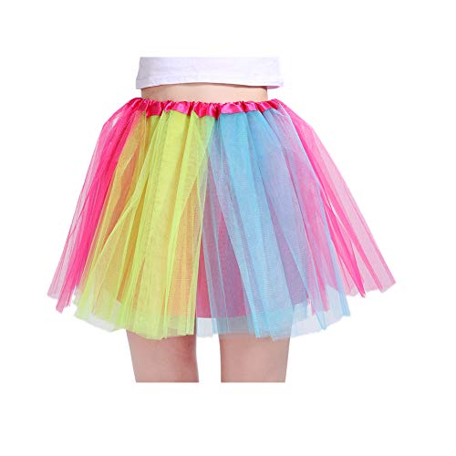 LOOHAOC Tutu Falda de Mujer Falda de Tul 50's Short Ballet 4 Capas Accesorios Falda Tul Princesa de Vestimenta de Baile Niñas para Vestirse Disfraces Danza