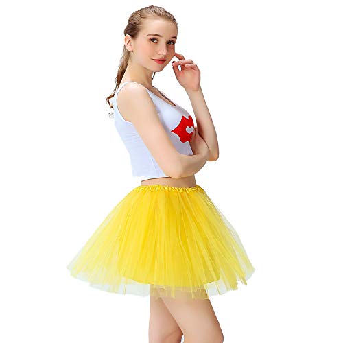 LOOHAOC Tutu Falda de Mujer Falda de Tul 50's Short Ballet 4 Capas Accesorios Falda Tul Princesa de Vestimenta de Baile Niñas para Vestirse Disfraces Danza