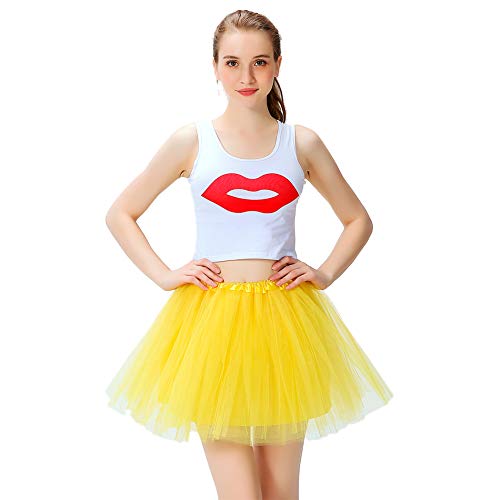 LOOHAOC Tutu Falda de Mujer Falda de Tul 50's Short Ballet 4 Capas Accesorios Falda Tul Princesa de Vestimenta de Baile Niñas para Vestirse Disfraces Danza