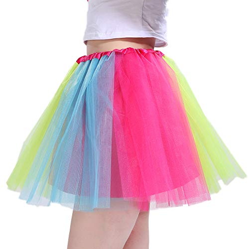 LOOHAOC Tutu Falda de Mujer Falda de Tul 50's Short Ballet 4 Capas Accesorios Falda Tul Princesa de Vestimenta de Baile Niñas para Vestirse Disfraces Danza