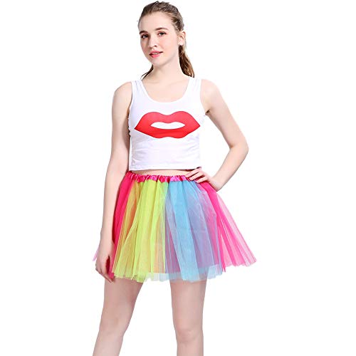 LOOHAOC Tutu Falda de Mujer Falda de Tul 50's Short Ballet 4 Capas Accesorios Falda Tul Princesa de Vestimenta de Baile Niñas para Vestirse Disfraces Danza