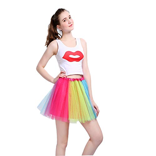 LOOHAOC Tutu Falda de Mujer Falda de Tul 50's Short Ballet 4 Capas Accesorios Falda Tul Princesa de Vestimenta de Baile Niñas para Vestirse Disfraces Danza