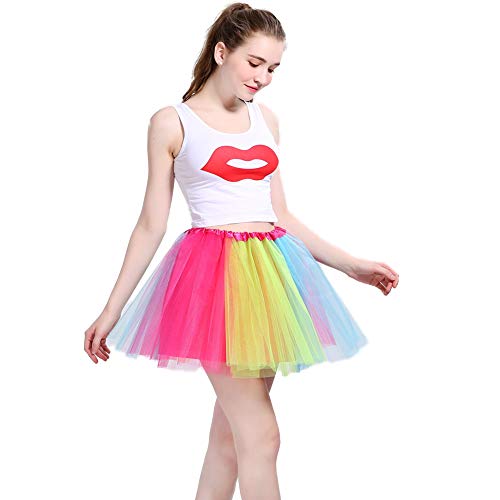 LOOHAOC Tutu Falda de Mujer Falda de Tul 50's Short Ballet 4 Capas Accesorios Falda Tul Princesa de Vestimenta de Baile Niñas para Vestirse Disfraces Danza