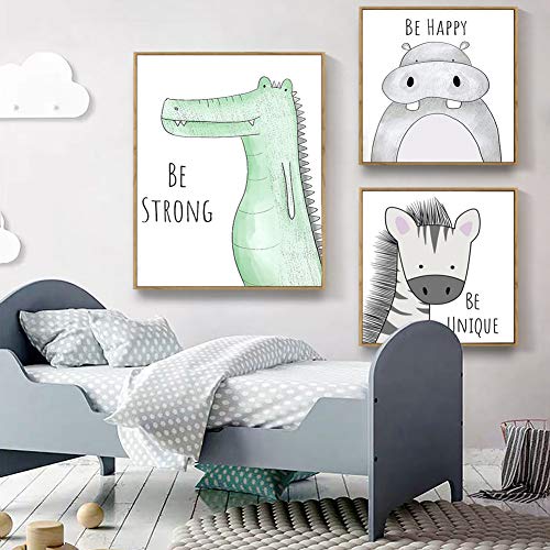 Lorcoo Cuadros Infantiles, Juego de 6 pósteres para habitación de bebé laminas para cuadros infantiles animales, DINA4 sin marco, Decoración para niñas y niños