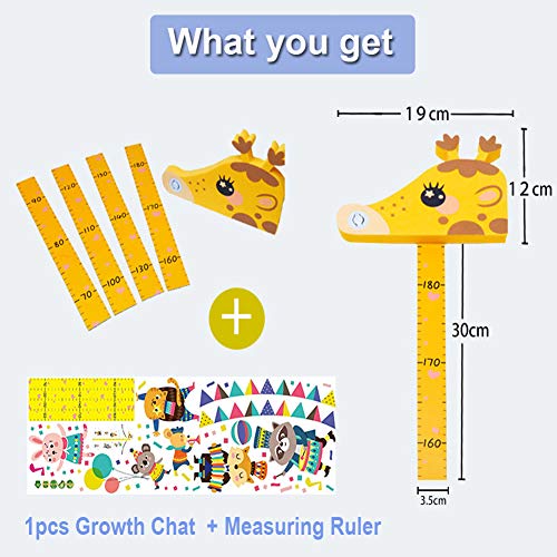 Lorcoo Tabla de Crecimiento Infantil Medidor de Altura para Niños, 3D Jirafa Regla de Altura para niños con Decoración de la Pared