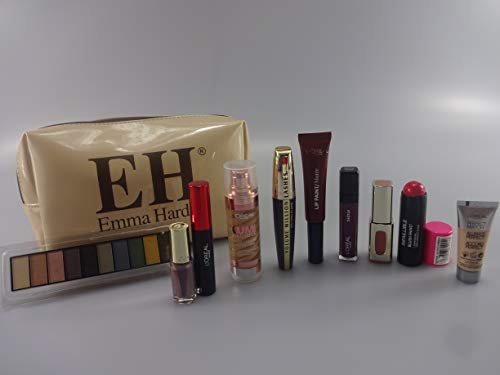 L'Oreal Beauty Blockbuster - Caja de regalo para maquillaje, 10 piezas L'Oreal maquillaje productos en caja de regalo + base gratis + bolsa de maquillaje de Emma Hardie gratis