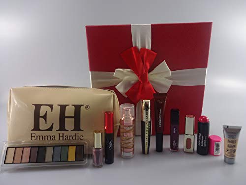 L'Oreal Beauty Blockbuster - Caja de regalo para maquillaje, 10 piezas L'Oreal maquillaje productos en caja de regalo + base gratis + bolsa de maquillaje de Emma Hardie gratis