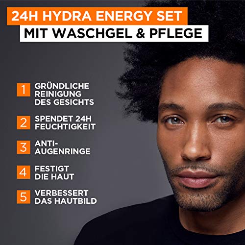 L'Oréal Men Expert Hydra Energy Set de regalo para hombres 24H hidratante con Guarana (50 ml) y gel de lavado (100 ml) para el cuidado facial diario L'Oréal Men Expert Hydra Energy Set de regalo para hombres 24H hidratante con Guarana (50 ml) y gel de lavado (100 ml) para el cuidado facial diario