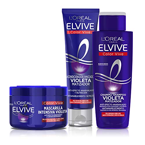 L'Oreal Paris Elvive Color Vive - Mascarilla Intensiva Violeta Matizadora para Pelo con Bases Oscuras con Mechas o Decoloradas - 1 Unidad de 250 ml L'Oreal Paris Elvive Color Vive - Mascarilla Intensiva Violeta Matizadora para Pelo con Bases Oscuras con Mechas o Decoloradas - 1 Unidad de 250 ml