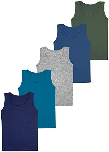 LOREZA ® 5 Camisetas de niño Camiseta sin Mangas de algodón - básico (92-98 (2-3 años), Modelo 1-5-Pack)