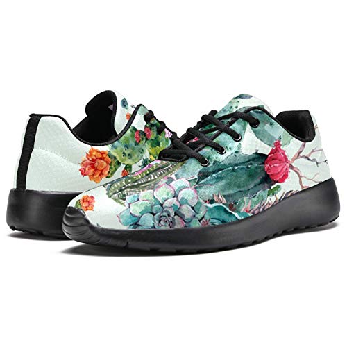 LORIES Cactus Boho Estilo Ramo de Plantas, Espinosas Flores Flechas Plumas, Zapatillas de Deporte para Hombres Zapatillas Informales para Hombre, (multicolor), 44 EU