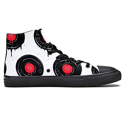 LORVIES - Discos de vinilo fundido con gotas, zapatillas altas de tela para hombre, (multicolor), 41 EU LORVIES - Discos de vinilo fundido con gotas, zapatillas altas de tela para hombre, (multicolor), 41 EU