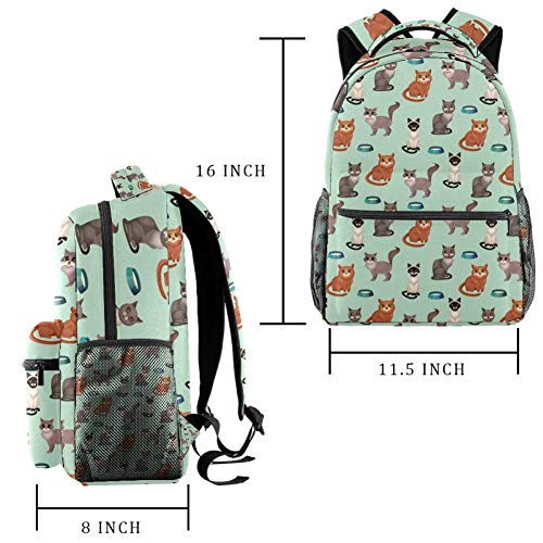 LORVIES - Mochila de hombro con diseño de gatos sentados con cuencos, color marrón