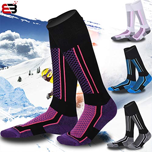 LORYLOLY calcetines de esquí para hombres mujeres niños niñas, Calcetines térmicos de invierno unisex largos para adultos y niños, Calcetines gruesos de nieve cálida para patinaje Esquí Snowboard