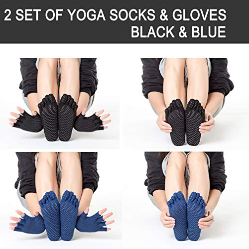 LORYLOLY Calcetines y Guantes Conjunto de Yoga Mujere, 2 Juegos Calcetín y Guante Antideslizantes Algodón Transpirable EU35-40, para Yoga Pilates Ballet Barre Fitness Danza Trampolín LORYLOLY Calcetines y Guantes Conjunto de Yoga Mujere, 2 Juegos Calcetín y Guante Antideslizantes Algodón Transpirable EU35-40, para Yoga Pilates Ballet Barre Fitness Danza Trampolín