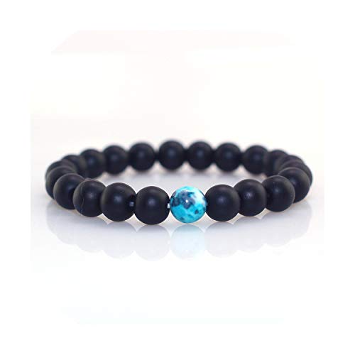 Los Granos Azules Retro Esmerilado Cuentas combinación con Cuentas Pulsera De Hombres y Mujeres Pareja Pulsera Pulsera de Piedra Natural de la Yoga para Las Mujeres, 5